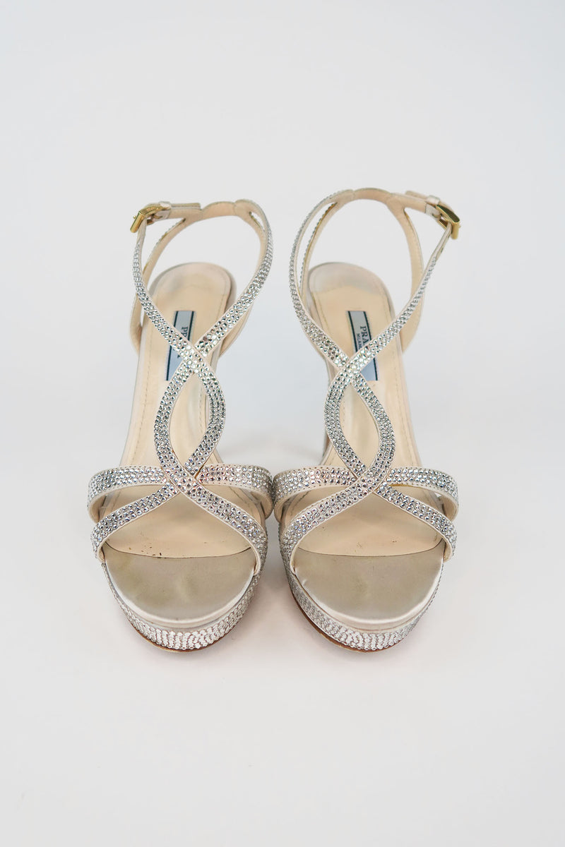 Prada Crystal Platform Sandals sz 37