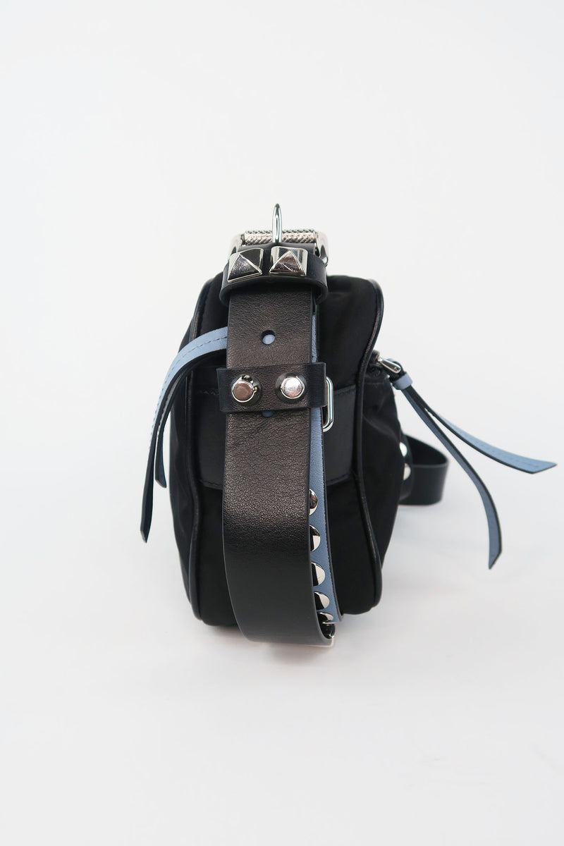 Prada Black Tessuto Studded Camera Bag