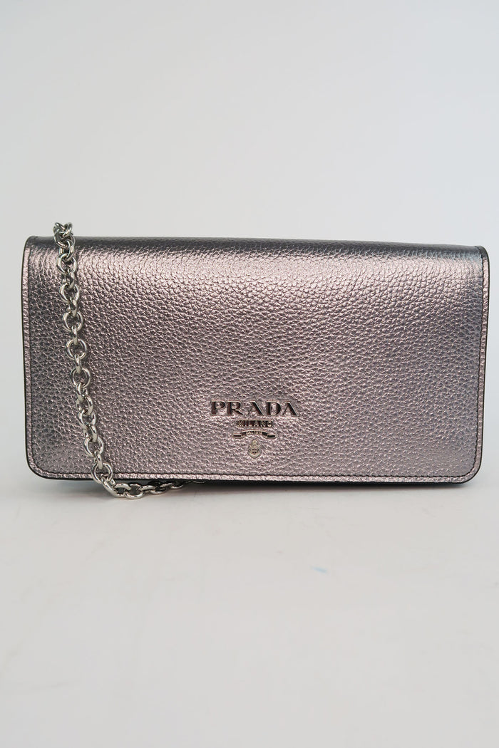 Prada Metallic Clutch w/ Chain