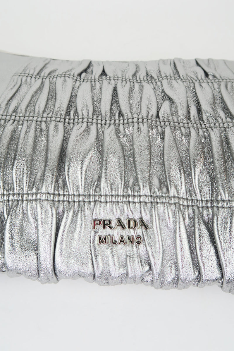 Prada Nappa Gaufre Clutch Metallic