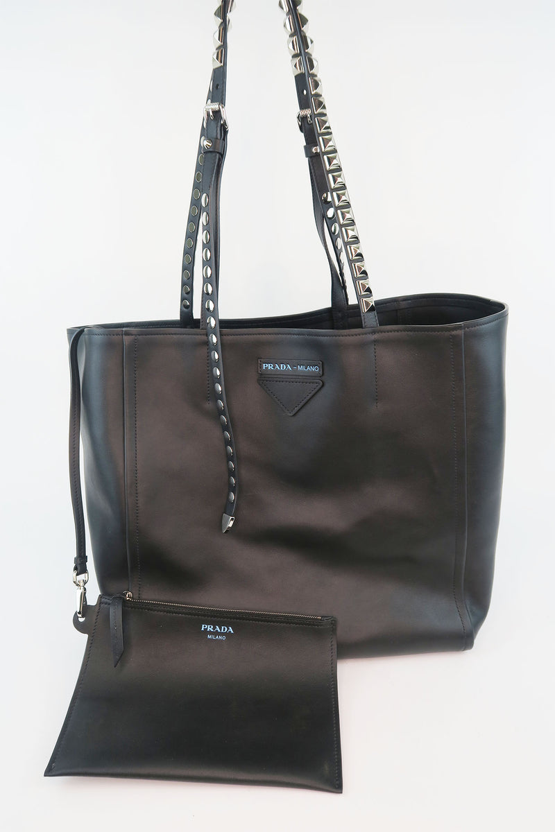 Prada Grace Lux Studded Shopper Tote w/ Pouch