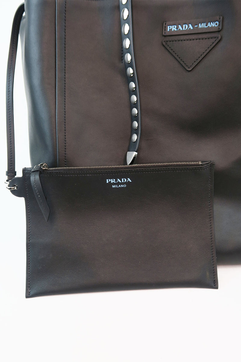 Prada Grace Lux Studded Shopper Tote w/ Pouch