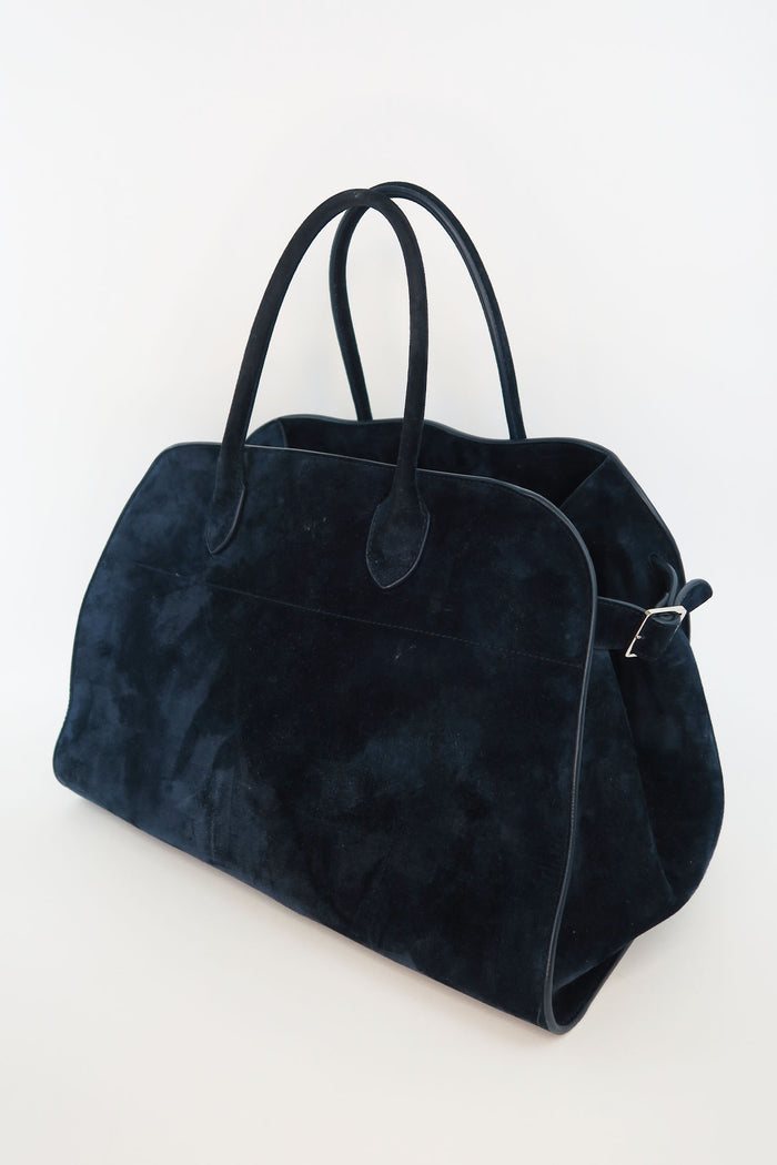 The Row Suede Margaux 15 Handle Bag