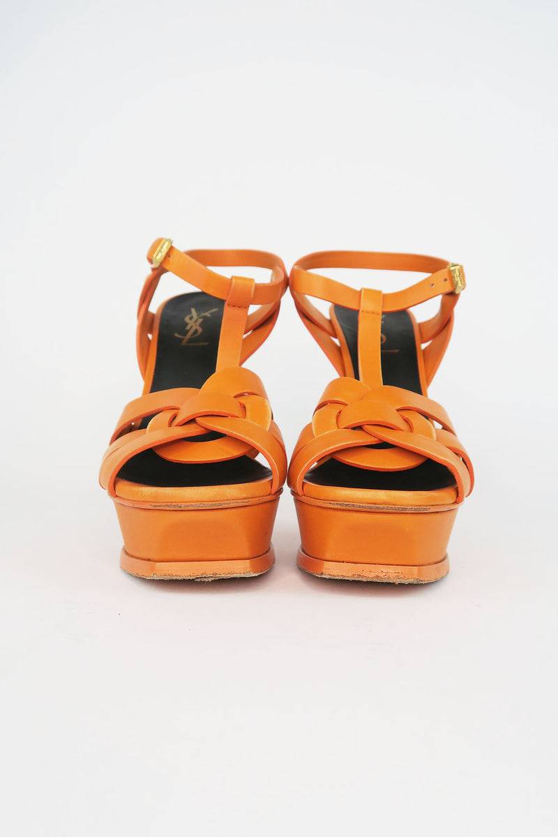 Saint Laurent Tribute Leather T-Strap Sandals sz 37