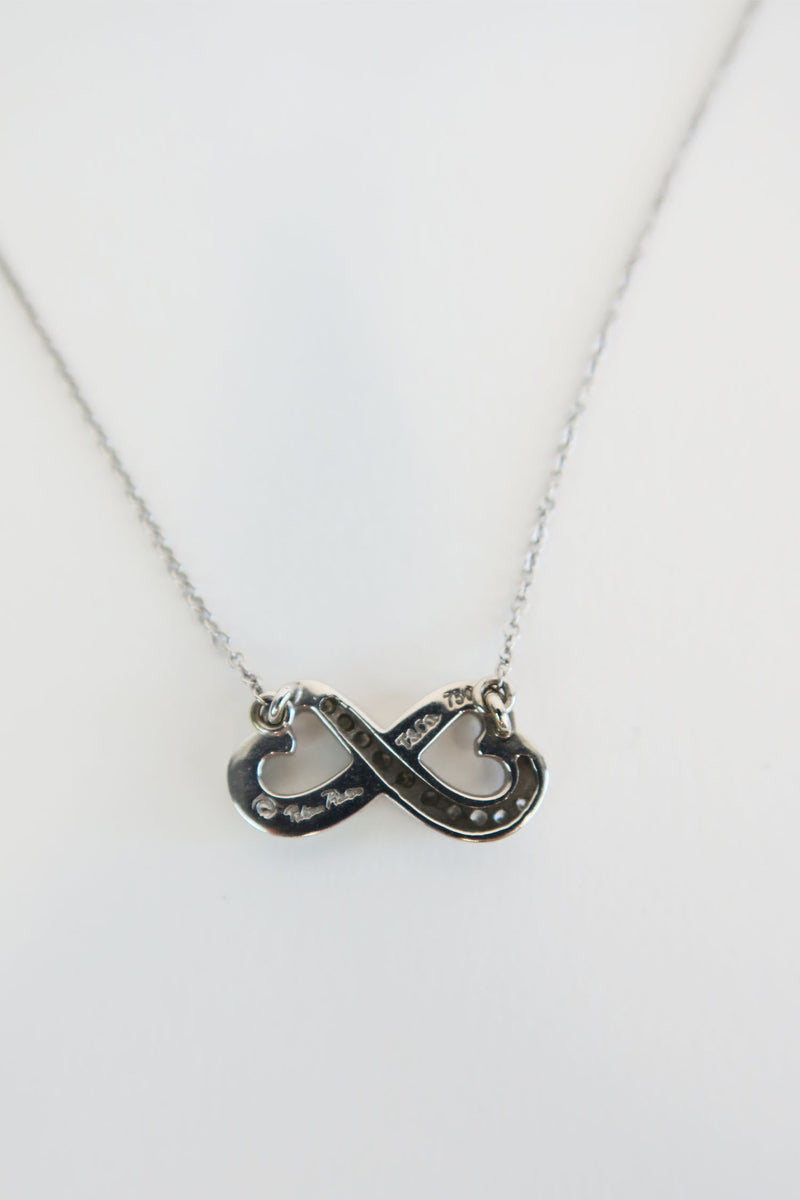 Tiffany & Co. 18K Diamond Double Loving Heart Pendant Necklace