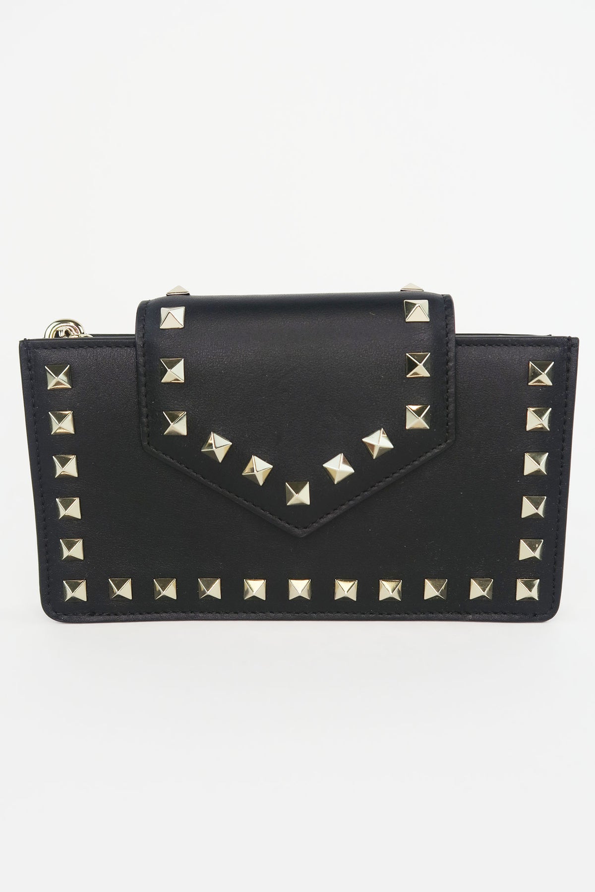 Valentino Rockstud Accents Leather Wristlet w. Chain