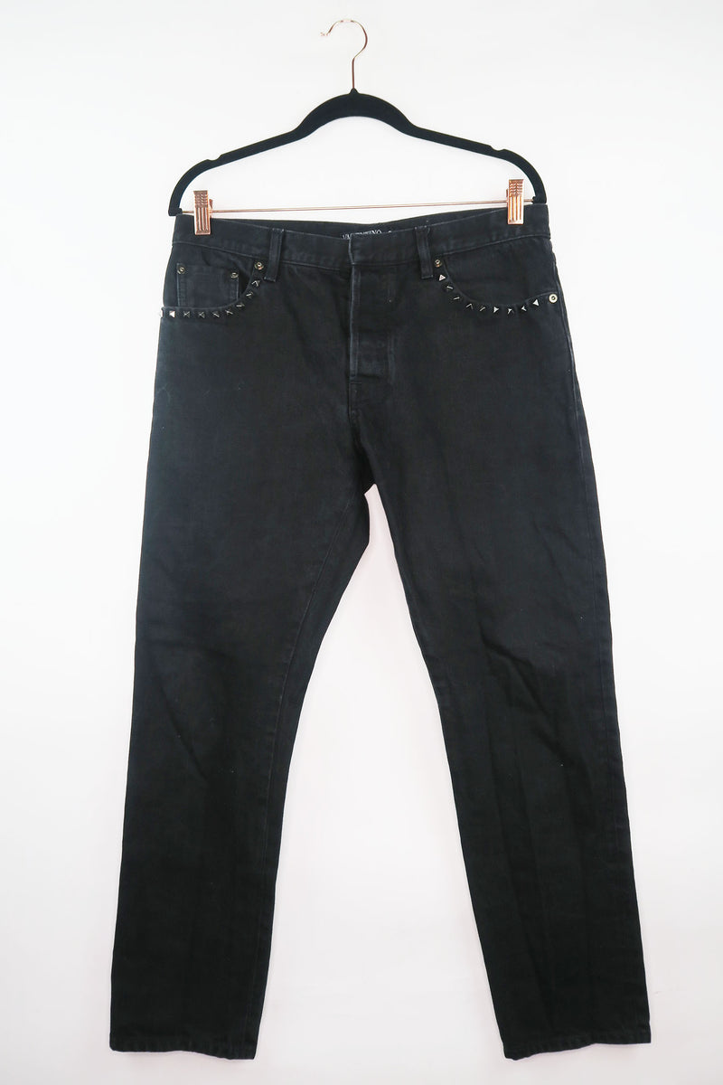 Valentino Rockstud Accents Straight-Leg Jeans sz 32