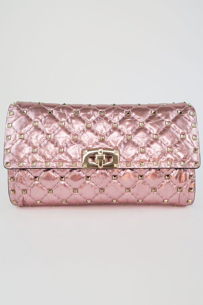 Valentino Quilted Rockstud Spike Wallet on Chain