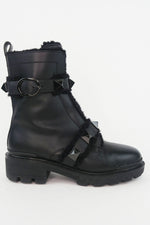 Valentino Leather Studded Accents Combat Boots sz 37.5