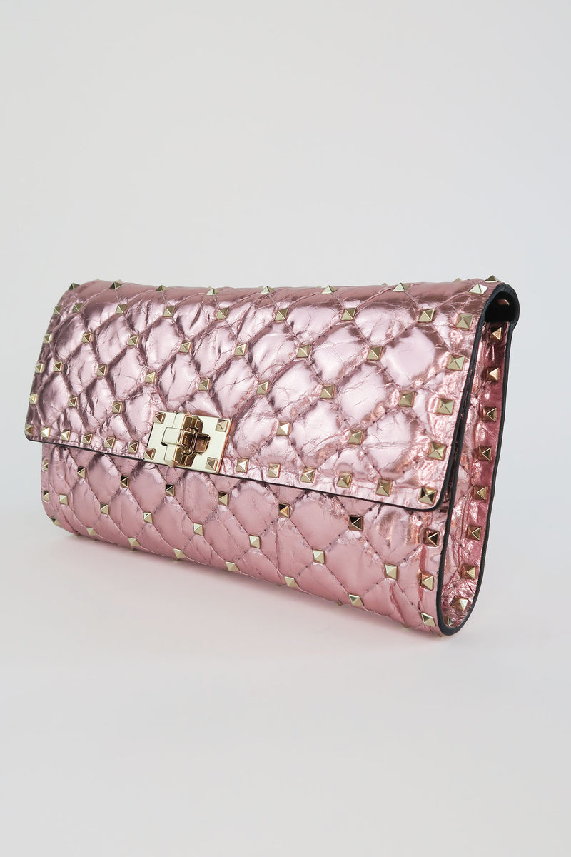 Valentino Quilted Rockstud Spike Wallet on Chain