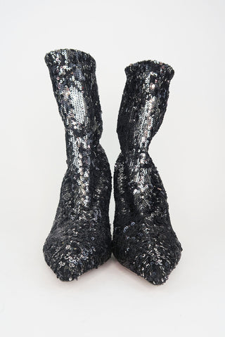 Valentino Sequin Embellishments Sock Boots sz 39 - Designer Boots at The Find Luxury Resale - Vancouver, Canada