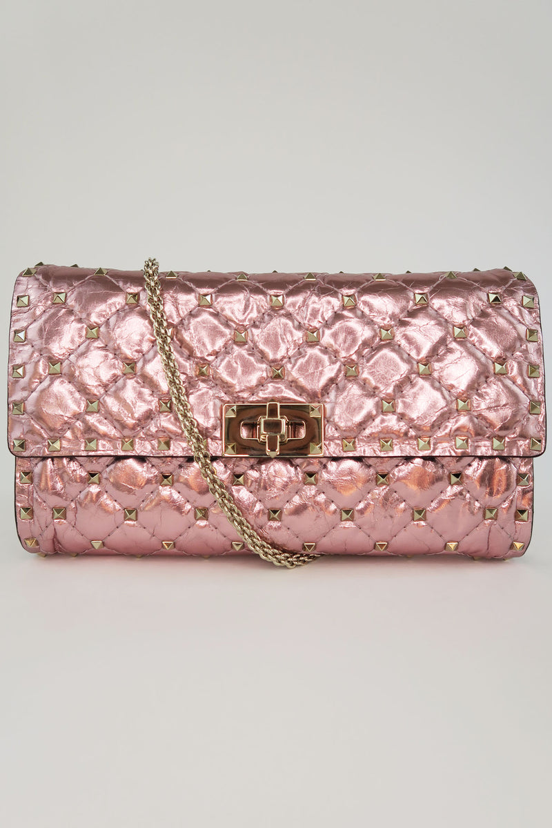 Valentino Quilted Rockstud Spike Wallet on Chain