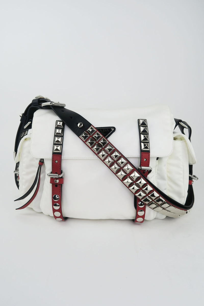 Prada New Vela Studded Messenger Bag